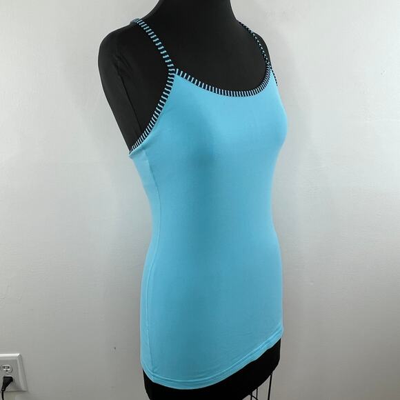 Lululemon Power Y Tank Luon Blue Moon/Hyper Stripe Built-in Bra W1C68S Size 6 - Picture 2 of 5
